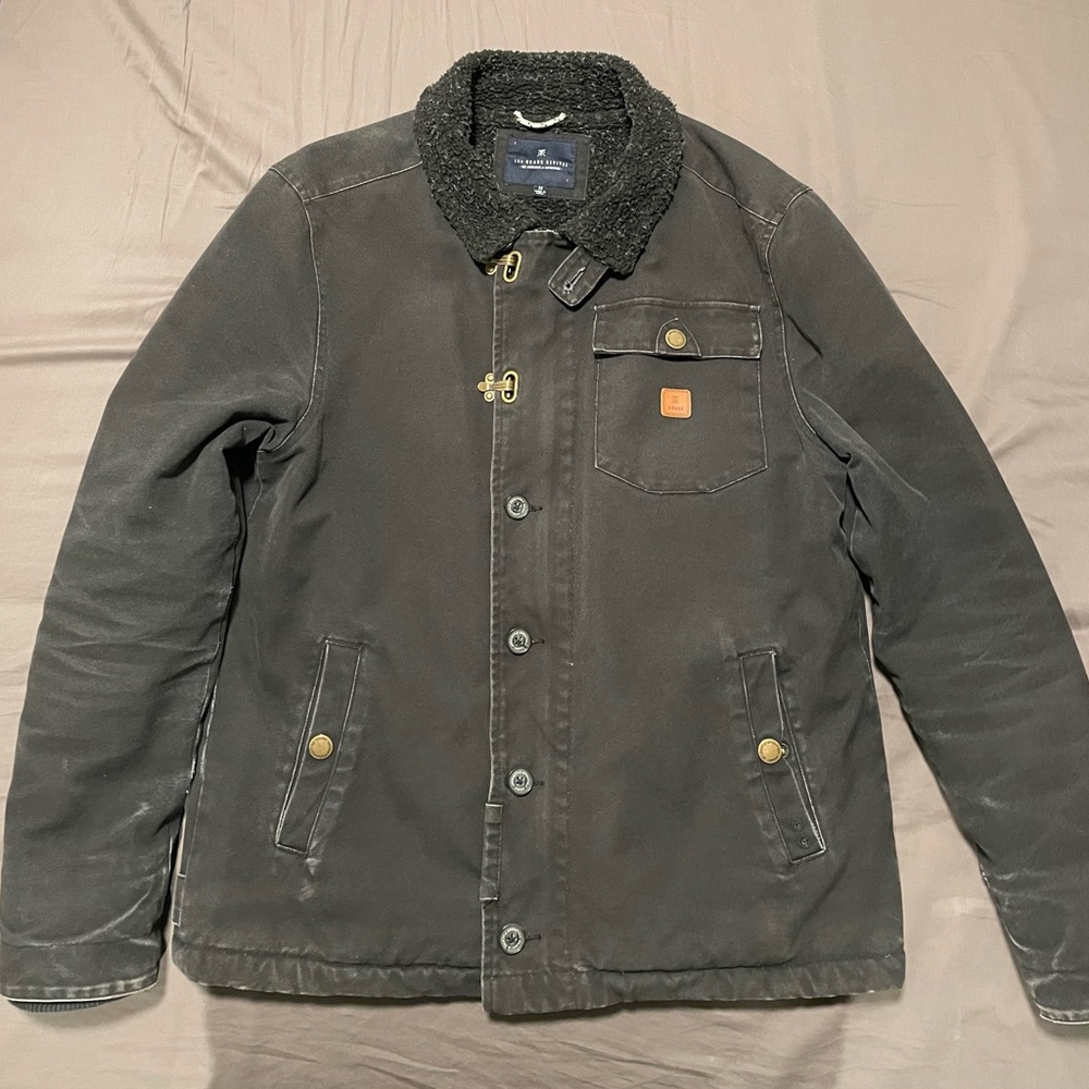 Roark Revival Axeman Jacket Medium Black Sherpa Lined Collar Clasp Men's Coat